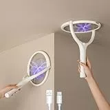 2-Pack GeckoMan Rotierender Kopf Wiederaufladbar Elektrische Fliegenklatsche Elektrisch Extra Stark Elektro Fliegenklatsche Mückenfalle Insektenvernichter Insektenfänger