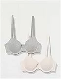 Amazon Essentials Damen Halbschalen-BH aus Baumwolle, 2er-Pack, Grau Meliert/Perle, 75E