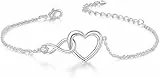 vissen Armband Unendlichkeitszeichen Herz Silber Damen Armband Edelstahl Ketten Verstellbar Armbänder für Damen Zartes Modeschmuck