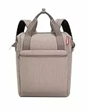 reisenthel Allrounder R Herringbone Mokka – Rucksack und Tragetasche in einem – Mit Stecklasche für Reisetrolleys