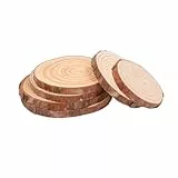 Anevous 10 Stück Holzscheibe Kiefernholz,Durchmesser 8-10cm,Holzkreise Ohne Loch,Holz Log Scheiben,Baumscheiben Rund für DIY Basteln,Hochzeit,Untersetzer,Kerzenständer,Höhe 1 cm,Holzfarbe