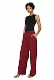 Trendyol Damen Gerade Weites Bein Hohe Taille Hose