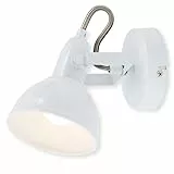 BRILONER - Wandleuchte Innen schwenkbar, Vintage, E14 Fassung, max. 40 Watt, Wandlampe innen, Wandstrahler innen, Wandlicht, Wandbeleuchtung, Schlafzimmer, Flurlampe, Wall Light, 15,6x10 cm, Weiß