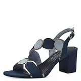 MARCO TOZZI Damen Sandalen mit Absatz mit Verstellbarem Riemen Vegan, Blau (Navy comb), 40 EU