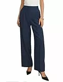 GRACE KARIN Palazzo Hose Damen Elegant High Waist Business Büro Freizeithose Klassische Gerade Hose mit Taschen Marineblau L