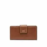 Fossil Damen Logan Leder RFID-blockierende Lasche Clutch Geldbörse für Frauen, Braun, Einheitsgröße