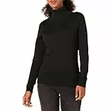 Amazon Essentials Damen Leichter, Langärmeliger Rollkragenpullover, Klassischer Schnitt (Erhältlich In Übergröße), Schwarz, L