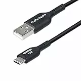 StarTech.com 1m USB-A auf USB-C Ladekabel, USB-A auf Typ-C Schnellladekabel, 3A, USB 2.0 Datenübertragung, Schwarz