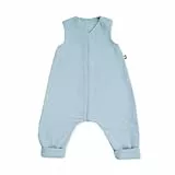 Julius Zöllner Schlafoverall Jumper Musselin 0,5 TOG Gr. 92 | 100% Baumwollmusselin | Oeko-TEX Standard 100 | Denim