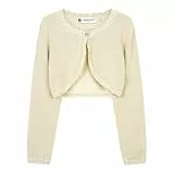 BlackButterfly Mädchen Langarm Bolero Funkeln Strickjacke Kinder (Champagnergold, 7-8 Years)