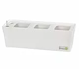 Greenbar® Kräuterkasten, für 3 Kräutertöpfe, mit integriertem Bewässerungssystem, für Indoor/Outdoor, 48 x 16 x 15.5 cm, Kunststoff, weiß