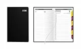 Idena 12060 - Taschenkalender 2026 im Format 10 x 16,5 cm, 1 Tag auf 1 Seite, Terminplaner mit Einband in Schwarz, Leseband und Registerschnitt