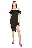 TRENDYOL Damen Figurbetontes Midi-kleid Kleid, Schwarz, 38 EU