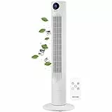 Echos Turmventilator | Ventilator sehr leise | Fernbedienung | Oszillierend | LED-Display | 3 Stufen | Tower Fan | Säulenventilator | Standventilator | Tower-Ventilator | Luftkühler | 12h Timer
