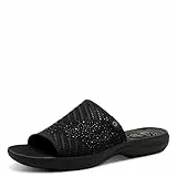 Jana Coshy Damen Pantoletten Sommer Bequem, Schwarz (Black), 40 EU