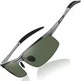 DUCO Herren Sportbrille Polarisierte Sonnenbrille Fahrerbrille Ultraleichte Al-Mg Metallrahmen UV400-Schutz Männer Sonnenbrillen 8177S