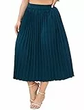 KOJOOIN Übergröße Faltenrock Damen Übergröße Rock Elastische Taille Boho Röcke Übergröße Midi Röcke für kurvige Frauen, Grün, 3X-Groß
