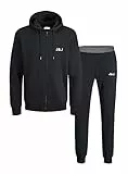 JACK & JONES Herren JACLOGO ZIP AND PANTS SET, Black/Pants Black, M