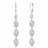 Silber Ohrringe Hängend Lange Wassertropfen ohrringe Sterling Silber 925 Französische Ohrhaken Ohrhänger Lange CZ Zirkonia Wassertropfen Anhängerohrring Hochzeits Damen Frauen