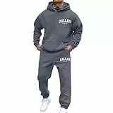 Generisch Jogginganzug Herren Trainingsanzug Sportanzug 2-teilig Hoodie und Jogginghose Baggy Tracksuit Buchstaben Druck Baumwoll Sporthose Freizeitanzug Atmungsaktiv Hausanzug 2025