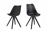 AC Design Furniture Nadia Esszimmerstühle 2er Set, Schwarzes Küchenstühle, Kunstledersitz und Holzbeine, Schwarz/Schwarz, Esszimmermöbel im Skandinavischer Stil, B: 48,5 x H: 85 x T: 55 cm