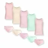 SAMILY Mädchen Unterhosen Unterhemd Set 10er Pack Unterwäsche Baumwolle (Mehrfarbig, 98-104)