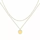 Jenosy Damen Platten Kette - Zarte Gold Plättchen Anhänger Kette mit Hypoallergene 18K Vergoldete Kette - Modeschmuck für Frauen und Mädchen