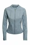 JOPHY & CO. Women's Short Faux Leather Jacket (cod. 8820) or Genuine Leather (cod. 8820/A) with Pockets, Zips and Crew Neck