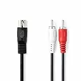 Nedis DIN-Audio-Kabel | DIN 5-Pin Stecker | 2x RCA Stecker | Vernickelt | 1.00 m | rund | PVC | Schwarz | Plastikbeutel