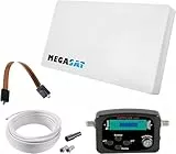 Megasat Flachantennen Set – D1 Profi-Line (1 Teilnehmer, inkl. 10 m Kabel, Satfinder, Fensterdurchführung, wechselbares LNB, viele Montagemöglichkeiten) – Weiß