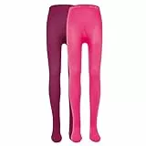 EWERS 2er-Pack Baby- & Kinderstrumpfhosen Unifarben, Doppelpack Strumpfhosen aus Baumwolle für Mädchen, MADE IN EUROPE, Pink/Rosa, Größe 98-104