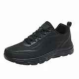 Woaikeyu Herrenschuhe, große Größe, lässig, Leder, bedruckt, modisch, lässig, einfach, Laufschuhe, Sneaker, Herren, breite Füße, Winter, Schwarz, 42 EU