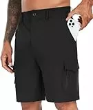 SIHOHAN Kurze Hosen Herren - Sommer Wanderhose Herren Kurz Leichte Schnelltrocknend Wandershorts Atmungsaktiv Stretch Cargo Shorts mit 7 Taschen für Trekking Outdoor(Schwarz,M)