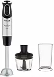 Moulinex DD6578 Quickchef 2-in-1 Stabmixer, 1000 W, Mixer mit Powelix-Technologie und 10 Geschwindigkeitsstufen, 2 Zubehörteile, Becher 800 ml und Zerkleinerer 500 ml, Klingen aus Edelstahl