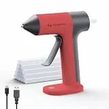 Tilswall Heißklebepistole, Kabellose Klebepistole mit 30 s schnellem Vorheizen, 20 Stück Premium-Klebesticks, Smart Power-Off, USB-C-Eingänge, Geeignet für Heimwerkerarbeiten – Rot