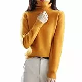Damen Nerz-Kaschmir-Pullover, Revers, dicker Strickpullover, lässig, langärmelig, warm, Pullover, Kurkuma, XXL