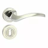 domino Türgriff Drückergarnitur BB-Buntbart Set Rund BB Rosette Türklinke für Zimmertür, Kellertür & Innentür Türbeschläge aus Aluminium Chrom/Nickel Türdrückergarnitur ENIGMA-R M6/M9