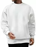 JMIERR Sweatshirt Herren Baumwolle Rundhals Hoodie Pullovers Winter Männer Soft Langarm Sweatshirts Loose Fit Weiß XL