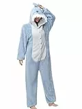 chuangminghangqi Einteiliger Schlafanzug Damen Lang Winter Einteiler Tierkostüm Erwachsene Kostüm Jumpsuit Damen Kuschelig Pyjama Fleece Onesie Kleidung Mit Kapuze(Hai,XXL)
