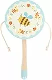 small Foot Affentrommel Kleine Freunde aus Holz, handliches Musikspielzeug mit Blumen- und Bienenmotiv, Trommel für Kinder ab 24 Monaten, 12718