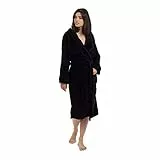 Lumaland Luxury Mikrofaser Bademantel mit Kapuze für Damen und Herren verschiedene Größen und Farben Schwarz XXL