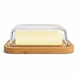 Greenable ® Butterdose - Nachhaltiger Behälter aus Bambus mit Deckel aus Glas - 100% BPA-Frei - Butter Dish - Für 250g Butter - Umweltfreundliche transparente Dose mit Bambusdeckel