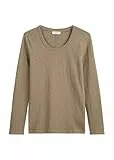 Marc O'Polo Denim Damen Langarmshirt aus Bio-Baumwolle mit Rundhalsausschnitt, Grün (Dusky Green), L