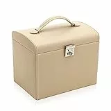 Friedrich|23, Schmuckkoffer, Cordoba, Leder, 26 x 18,5 x 23 cm, Rechteckig, Abschließbar, Mit Spiegel, Beige, 26391-8