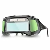 Schweißerbrille Hancaner Solarbetriebene Automatischer Schutzbrille,grüne Farbe, automatisch verdunkelnde Schutzbrille für Lichtbogenschweißen,Schleifen