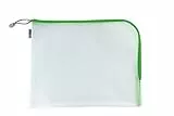 HERMA Dokumententasche A4 mit Reißverschluss, große wasserdichte Reißverschlusstasche, verschließbare Dokumentenmappe aus Kunstoff mit Zipper, halb-transparent, 36 x 28 cm, grün