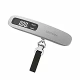 GRIFEMA GA2006, Digitale Kofferwaage mit LCD Display, Tragbare Gepäckwaage bis 50 kg, Silber, Kompakt