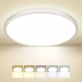 Peasur Deckenlampe LED Deckenleuchte Flach,5Farben-3000/3500/4000/5000/6500K,IP54 Wasserfest Badezimmer Lampe Decke,24W Modern Rund Lampe für bad flur schlafzimmer keller Wohnzimmer Büro,30 * 1.6cm