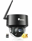 Ctronics 4K 8MP PTZ Überwachungskamera Aussen WLAN 5G/2,4G, Dome IP Kamera Outdoor mit Personen/Fahrzeug/Tiererkennung, Auto-Tracking, UHD IR Nachtsicht, 64G TF-Karte Enthalten, PC/Cloud/IP66/Metal