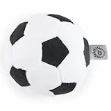 Bieco Softball Fußball mit Rassel | Ø 10 cm | Stoffball Baby mit Rassel | weicher Plüschball | kleiner Greifball Baby Spielzeug | Kleinkind Rasselball